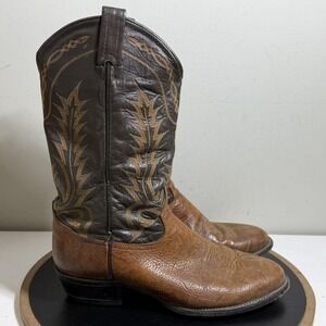Tony Lama Cowboy Boots Men 11 D Leather Western Two Tone Brown 6531 Western